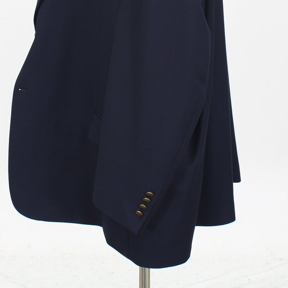 GS 64L Navy Sport Coat Blazer Jacket Solid 2-Button Polyester Y501 - Picture 7 of 10